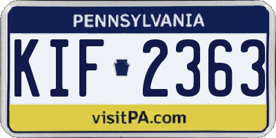 PA license plate KIF2363