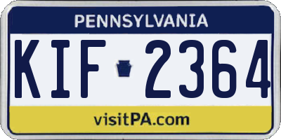 PA license plate KIF2364