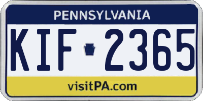 PA license plate KIF2365