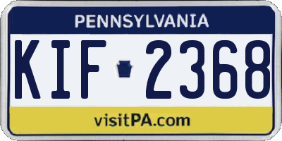 PA license plate KIF2368