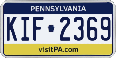 PA license plate KIF2369