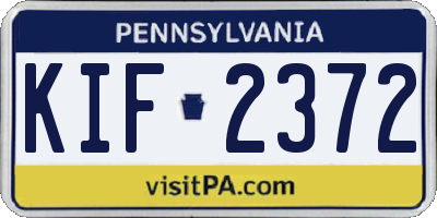PA license plate KIF2372