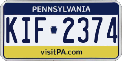 PA license plate KIF2374