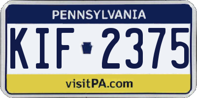 PA license plate KIF2375