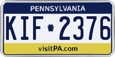 PA license plate KIF2376