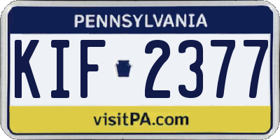 PA license plate KIF2377