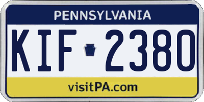PA license plate KIF2380