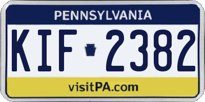 PA license plate KIF2382