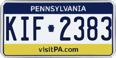 PA license plate KIF2383
