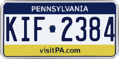 PA license plate KIF2384