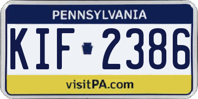 PA license plate KIF2386