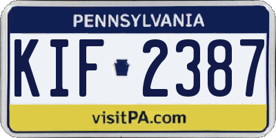 PA license plate KIF2387