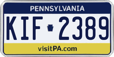 PA license plate KIF2389