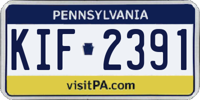 PA license plate KIF2391
