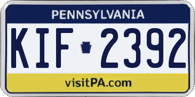 PA license plate KIF2392