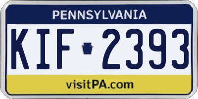 PA license plate KIF2393