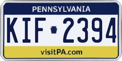 PA license plate KIF2394