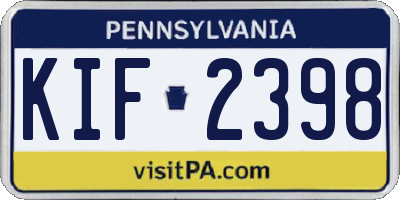 PA license plate KIF2398