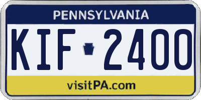 PA license plate KIF2400