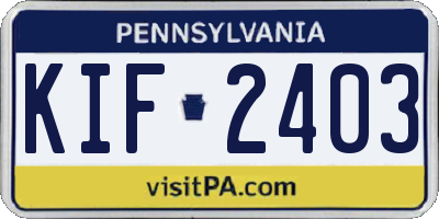 PA license plate KIF2403