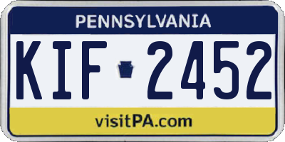 PA license plate KIF2452