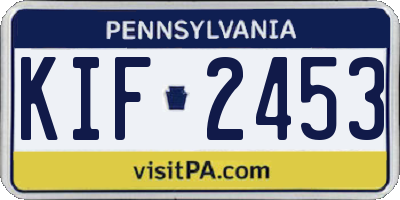 PA license plate KIF2453