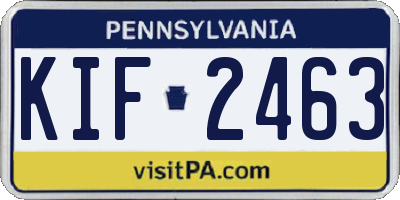 PA license plate KIF2463