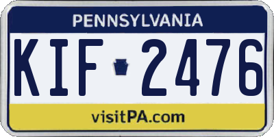 PA license plate KIF2476