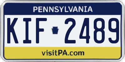 PA license plate KIF2489
