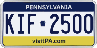 PA license plate KIF2500