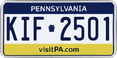PA license plate KIF2501