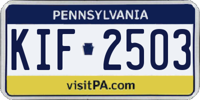 PA license plate KIF2503