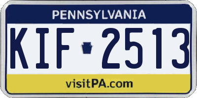 PA license plate KIF2513