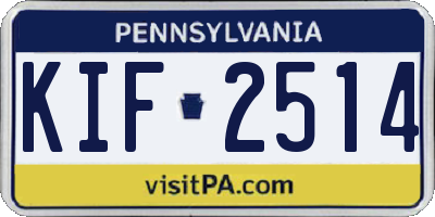 PA license plate KIF2514