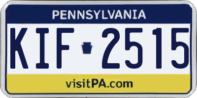PA license plate KIF2515