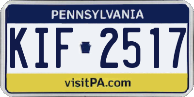 PA license plate KIF2517