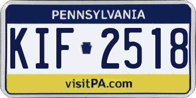 PA license plate KIF2518