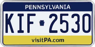 PA license plate KIF2530