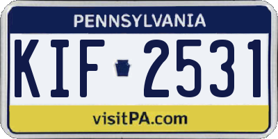PA license plate KIF2531
