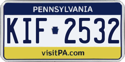 PA license plate KIF2532