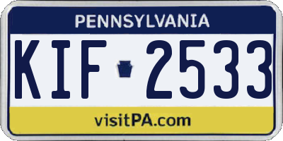 PA license plate KIF2533