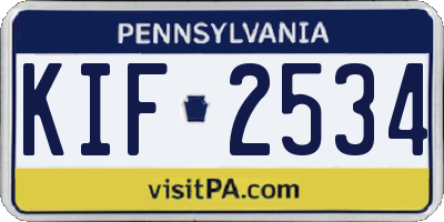 PA license plate KIF2534