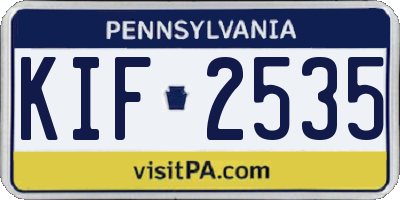 PA license plate KIF2535