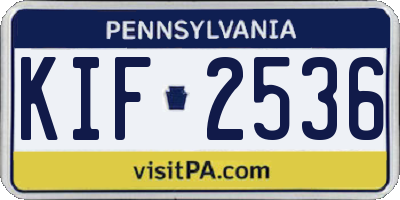 PA license plate KIF2536