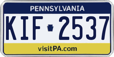 PA license plate KIF2537