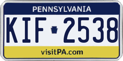 PA license plate KIF2538