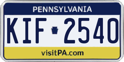 PA license plate KIF2540