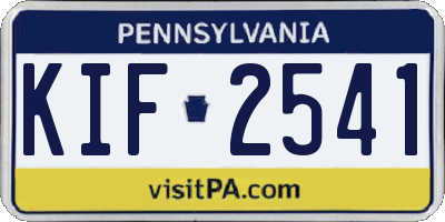 PA license plate KIF2541