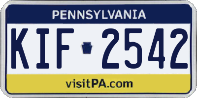 PA license plate KIF2542