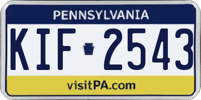 PA license plate KIF2543